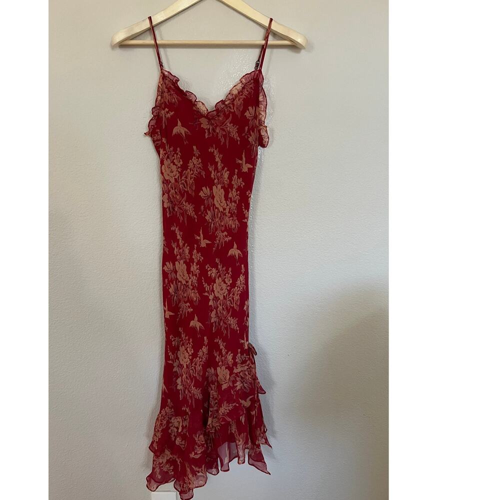 Vintage Betsy Johnson Silk Pink Floral Slip Dress Size 8 Y2K Rare - Picture 2 of 7